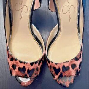 JESSICA SIMPSON Martella Platform Heels Ombre Leopard Patent Leather 7.5 M RITZY